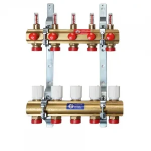 Finale Aktion 3 Kriese Fußbodenheizungsverteiler R553F 1 1/4"x18/3 10 bar, mit Durchflussmengenmessern, Feingewinde, für Fußbodenheizung